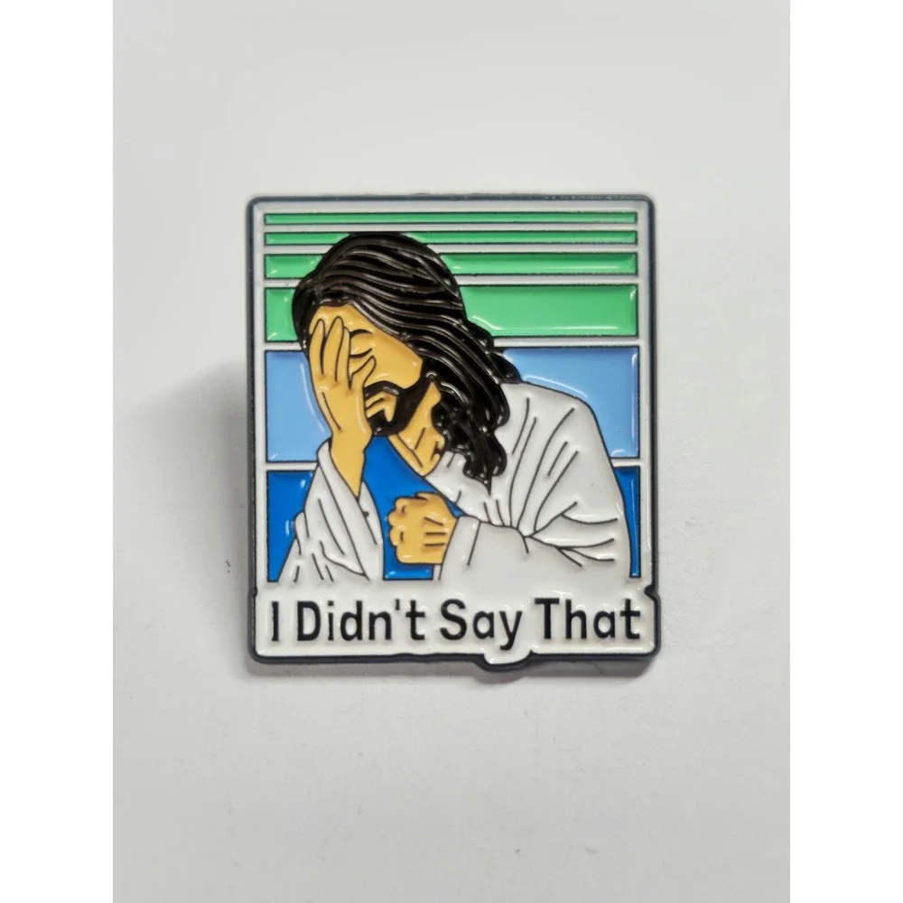 Jesus Facepalm I Didn't Say That Enamel Pin Funny Meme Religious Humor Lapel Pin - Picture 3 of 7